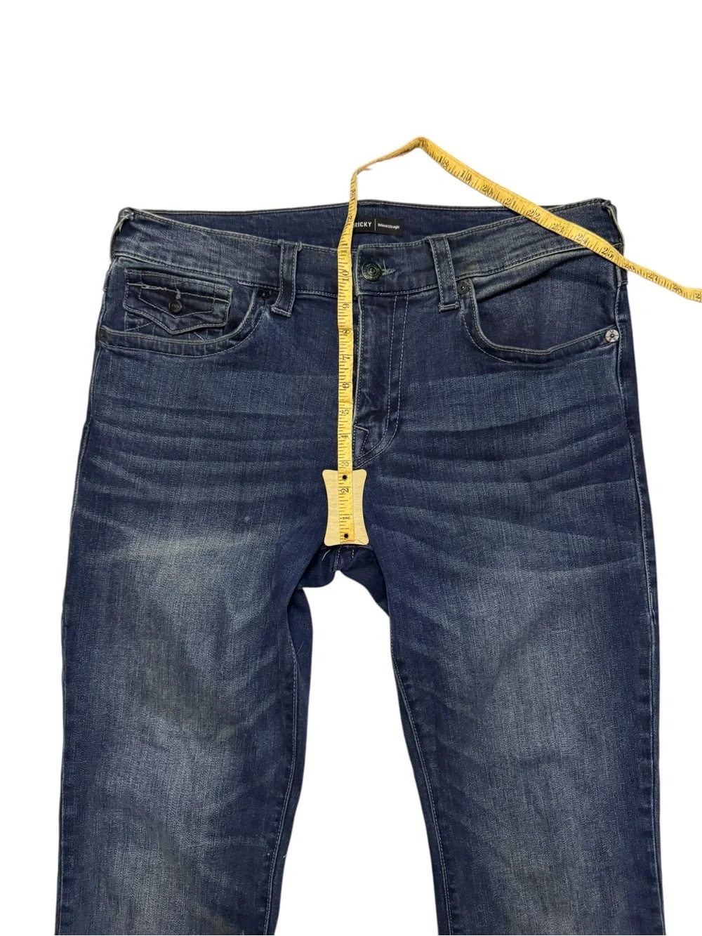 True Religion Men's Ricky Dark Blue Relaxed Straight Fit Denim Jeans Sz 33 READ